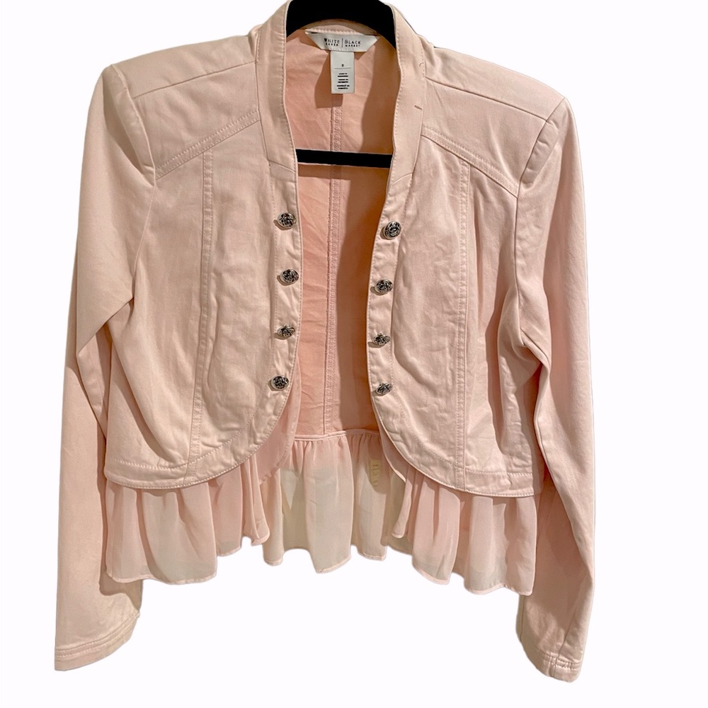 White House Black Market Pale Military Pink Jacket Sz 8